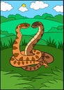 Cartoon animals. Two cute vipers smile