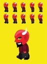 Cute Halloween Character Animation Devil Busniessman Walking Side View Cartoon Vector