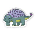 Cartoon Ankylosaurus Cute Little Baby Dinosaur Sticker. Vector