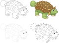 Cartoon ankylosaurus. Vector illustration. Dot to dot game for k