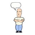 cartoon annoyed bald man with speech bubble