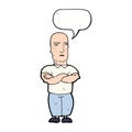 cartoon annoyed bald man with speech bubble