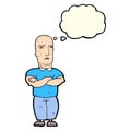 cartoon annoyed bald man with thought bubble Royalty Free Stock Photo