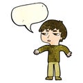 cartoon annoyed boy with speech bubble Royalty Free Stock Photo