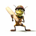 Cartoon Ant With Cricket Bat - Photobashing Style