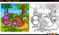 Cartoon ant and snail characters coloring book page Royalty Free Stock Photo