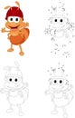 Cartoon ant worker. Coloring book and dot to dot game for kids Royalty Free Stock Photo