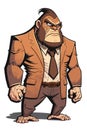 Cartoon ape as a boss or bodyguard in a suit