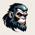 Aggressive Chimp Logo: Golden Age Illustration Style With Red Eyes