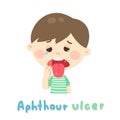 Cartoon Aphthous Ulcer on background.