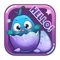 Cartoon app icon with funny bird. Royalty Free Stock Photo