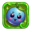 Cartoon app icon with funny blueberry character. Royalty Free Stock Photo