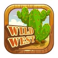 Cartoon app icon with wild west attributes.