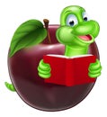 Cartoon Apple Bookworm Royalty Free Stock Photo