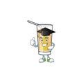 Cartoon apple cider with the character graduation hat