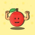 cartoon apple flat icon, with doodle style Royalty Free Stock Photo