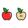 Cartoon apple half vector set