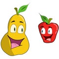 Cartoon apple and pear