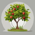 Cartoon apple tree with leaves and fruits Royalty Free Stock Photo