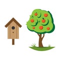 Cartoon apple tree vector illustration Royalty Free Stock Photo