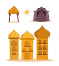 Cartoon arabian castle towers and star