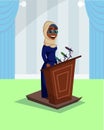 Arabian Woman Character Taking Speech at Tribune