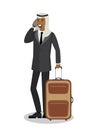 Cartoon arabic businessman with modern suitcase,