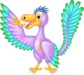 Cartoon archaeopteryx waving