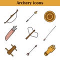 Cartoon archery icons Royalty Free Stock Photo