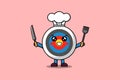 cartoon Archery target chef holding knife and fork