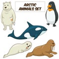 Cartoon arctic animals set vector
