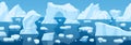 Cartoon arctic iceberg landscape, frozen ice seamless background. Winter snow ice view, cold blue glaciers landscape vector