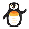 Cartoon arctic penguin with raised wing, vector