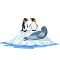 Cartoon arctics animals on ice floe Royalty Free Stock Photo