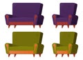 Cartoon armchair and sofa vector illustration