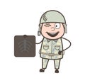 Cartoon Army Man Showing X-ray Report Vector Illustration