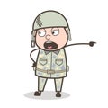 Cartoon Army Man Very Rudely Giving an Order Vector Illustration