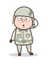 Cartoon Army Officer with Flushed Face Expression Vector Illustration