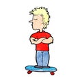 cartoon arrogant boy on skateboard