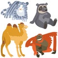 Cartoon asian animals set Royalty Free Stock Photo