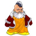 Cartoon asian grandfather in Santa Claus clothes