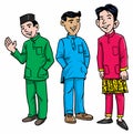 Asian Malay boys wearing traditional clothes