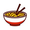 Cartoon Asian Noodles Emoji Icon Isolated