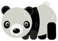cartoon asian scene with panda bear isolated illustration for children