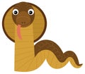 cartoon asian scene with snake cobra animal isolated illustration for children