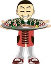 Cartoon asian waiter