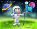 Cartoon Astronaut Alien Moon Scene Royalty Free Stock Photo