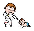 Cartoon Astronaut with Crowling Baby Royalty Free Stock Photo