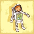 Cartoon astronaut illustration , vector icon.