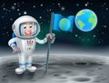 Cartoon Astronaut On the Moon Royalty Free Stock Photo